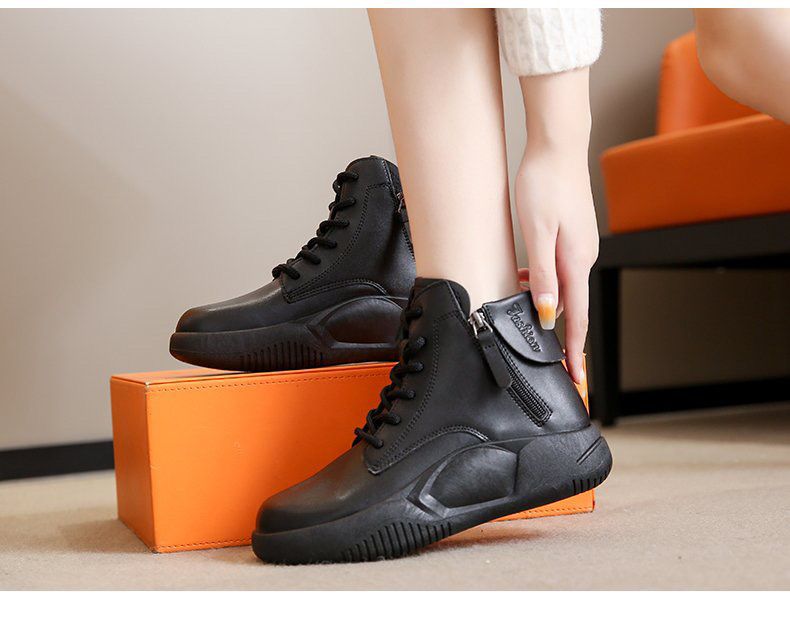 New Women's Platform Sports Shoes Lace-up Zipper Winter Casual Sneakers