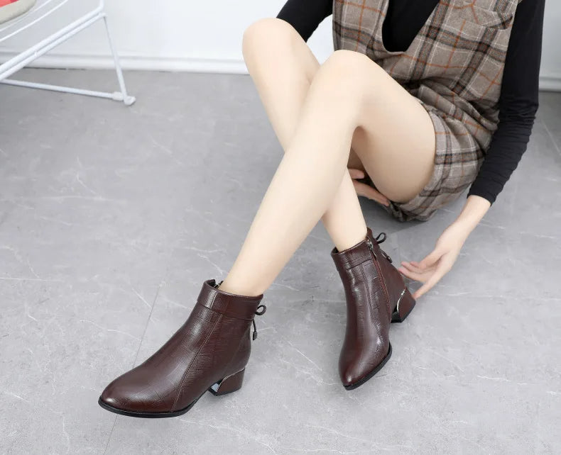 THELMA™- Ankle Boots Women Pointed Toe Thick Heels