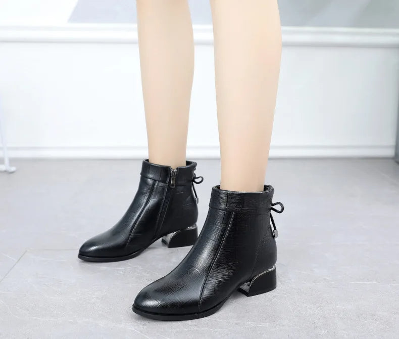 THELMA™- Ankle Boots Women Pointed Toe Thick Heels