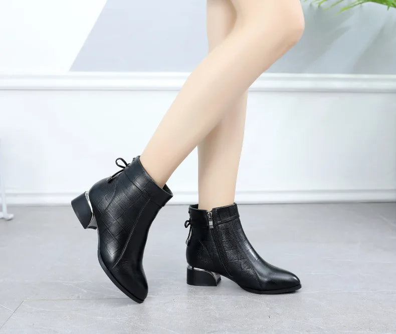 THELMA™- Ankle Boots Women Pointed Toe Thick Heels