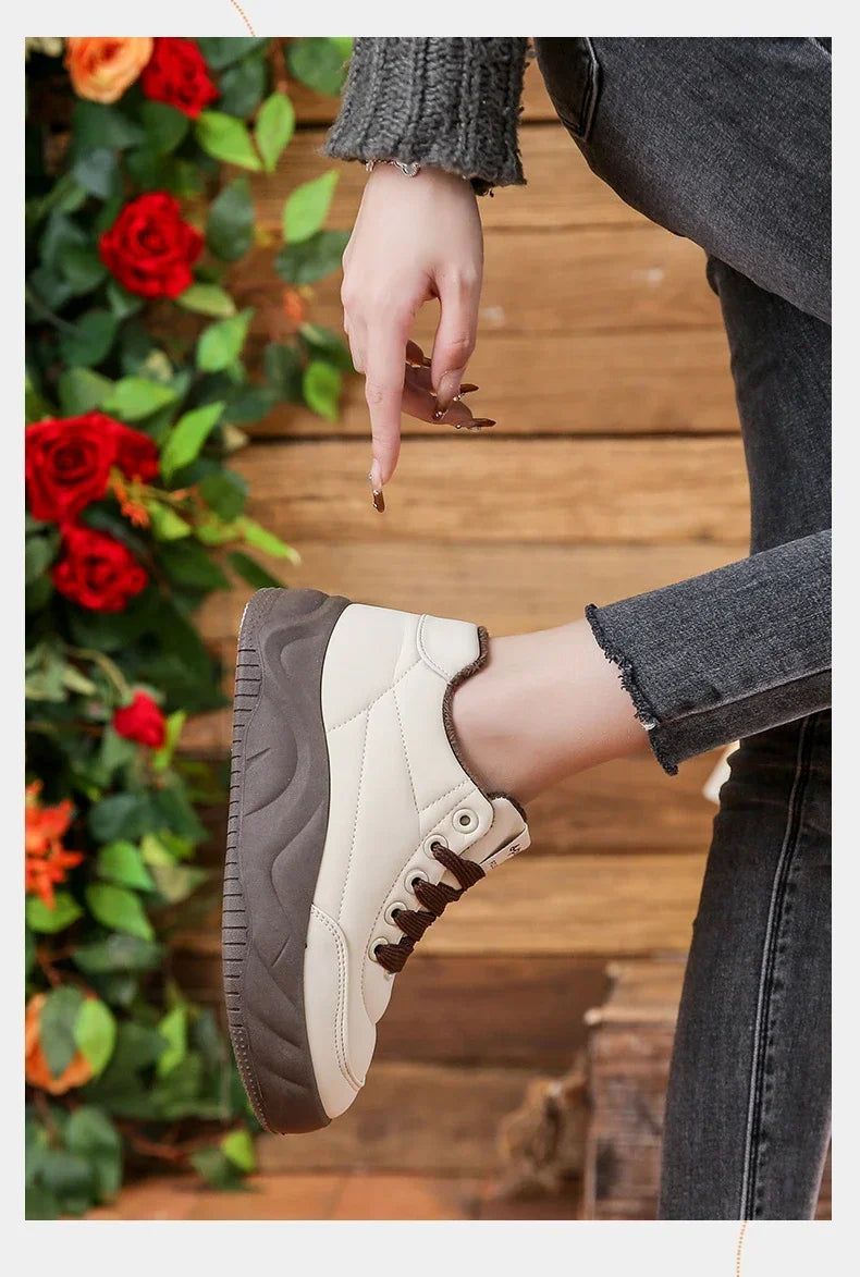 Anisa™ Sneakers Fashion- Velvet Lace-up Wedge Platform Shoes