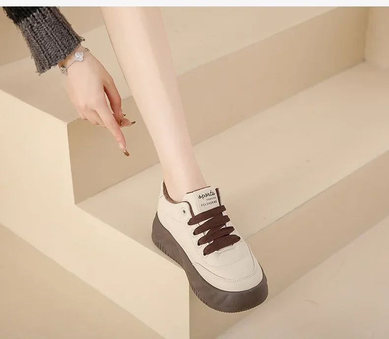 Anisa™ Sneakers Fashion- Velvet Lace-up Wedge Platform Shoes