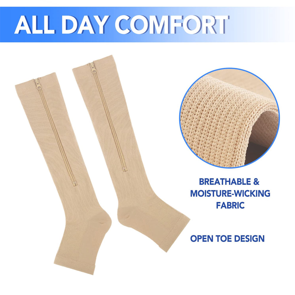 Open Toe Zipper Compression Socks